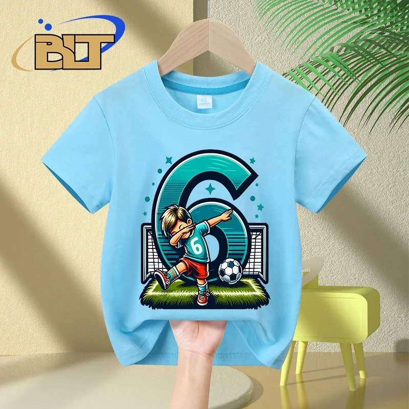 Camiseta de algodón de manga corta para niño de 6 años, top de verano, regalo de cumpleaños