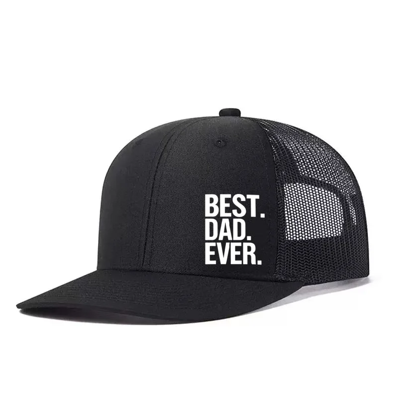 BSET DAD EVER Printed Adjustable Baseball Cap Snapback Dad Hat Breathable Trucker Mesh Hat Golf Fishing Outdoor Sun Cap