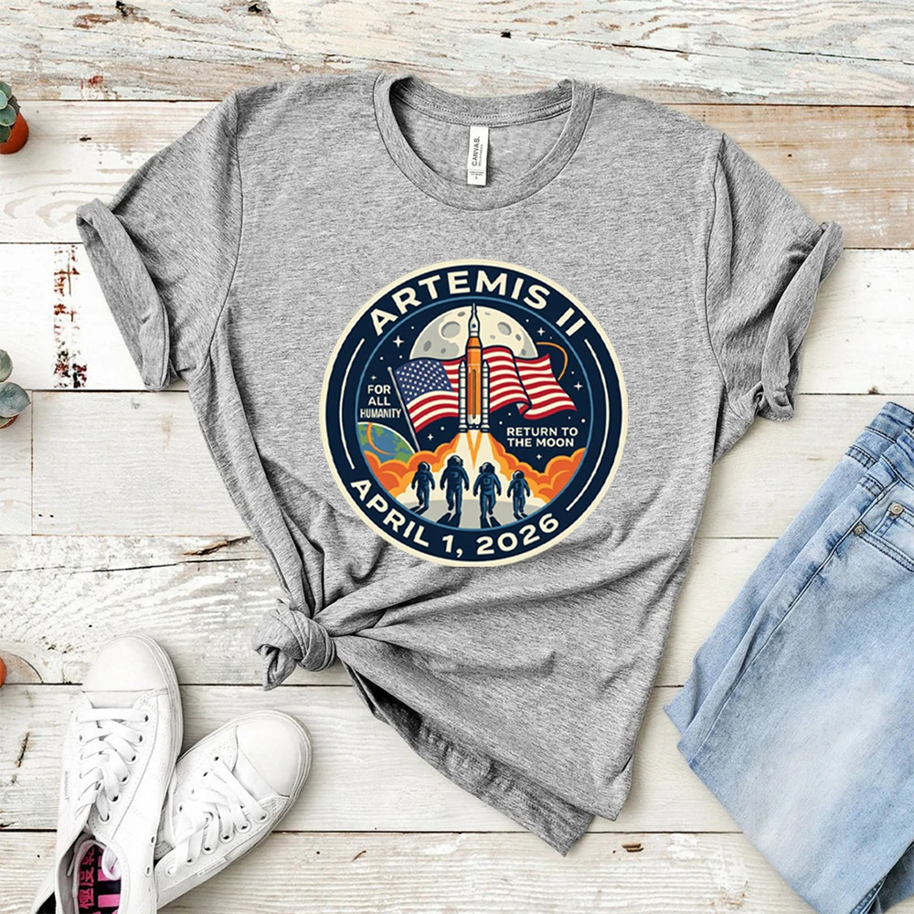 Return To The Moon 2026 Artemis II Mission Shirt Retro-Astronauten-Grafik-T-Shirt, Geschenk für Astronomie-Liebhaber, Unisex-Kurzarm-Tops – Detail 10