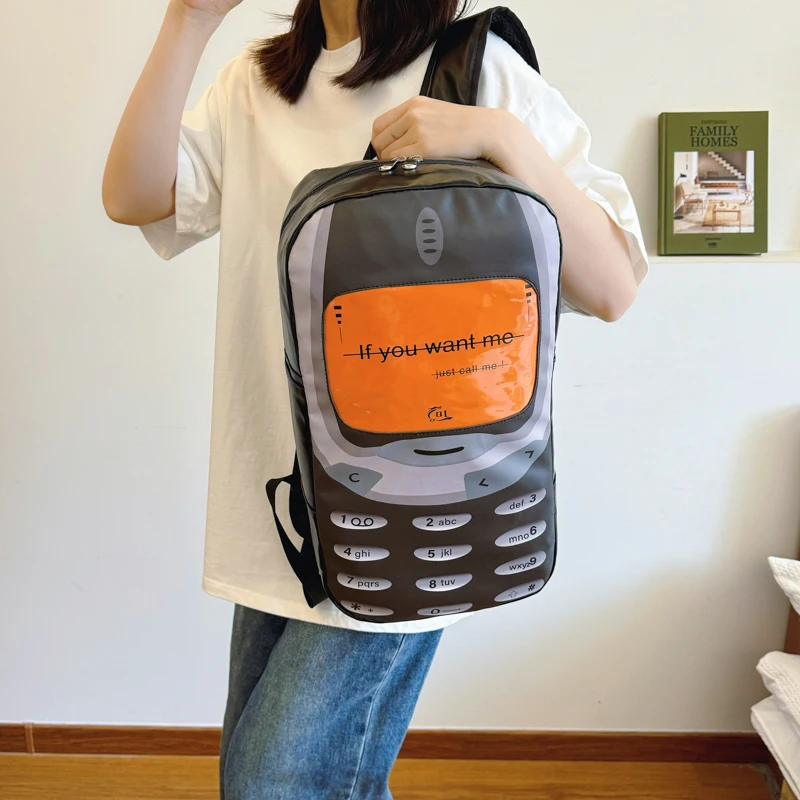 حقيبة ظهر للسفر مبتكرة على شكل هاتف محمول، سعة كبيرة من البولي يوريثان، حقيبة ظهر عصرية للطلاب، حزام قابل للتعديل للرجال والنساء والأولاد والبنات #5