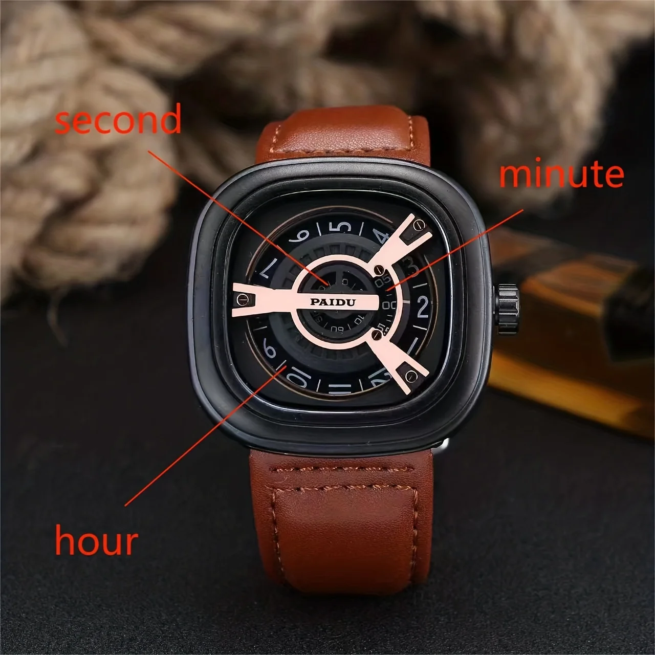 Creative new concept black technology Korean version grand and trendy large dial square watch for male and female students