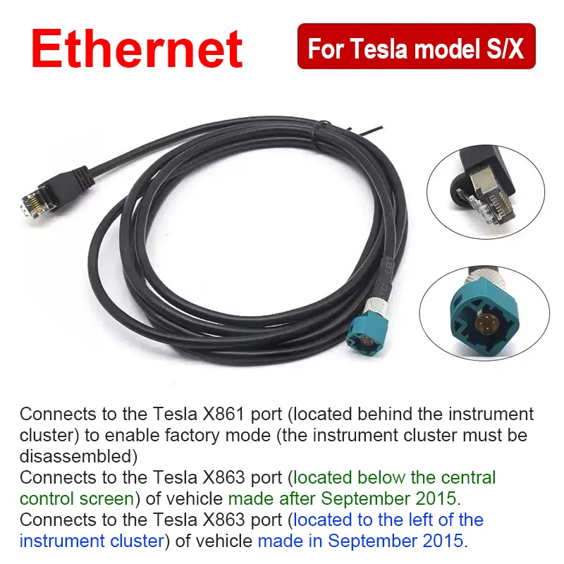 Diagnostic Connector for Tesla Model S/X For Autel MaxiSYS Ultra/MS909/MS919 12pin 20pin Ethernet Car Diagnostic Service Cables