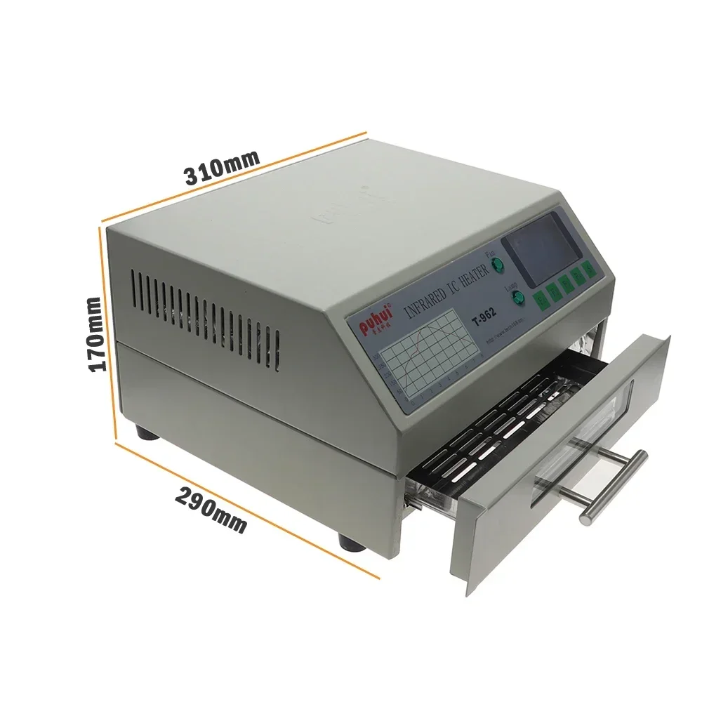

New Version PUHUI T962 Infrared IC Heater with Smoke Channel T962 Desktop Reflow Solder BGA SMD SMT Rework Station
