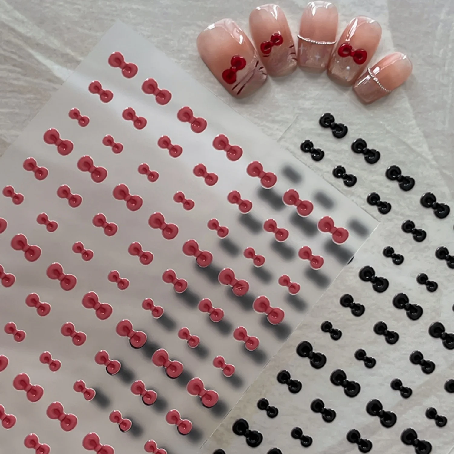 5D Französische Japanische Nagelaufkleber Mini-Schleifen Einfache Süße Selbstklebende Nagelkunst-Sticker Kleine Schleifenknoten für Tägliche Casual-Maniküre – Detail 5