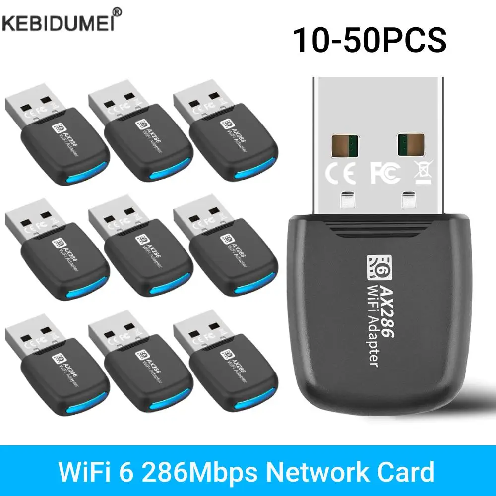 

286Mbps Wifi 6 Network Card Mini USB WIFI 6 Dongle 2.4GHz Wi-Fi Lan Adapter Driver Free For PC Laptop Windows 10 11 Wholesale