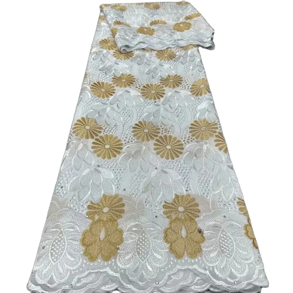 

Swiss Voile Lace Fabric, Pure Cotton Embroidery, African Lace Fabrics for Wedding, White, 5 Yards