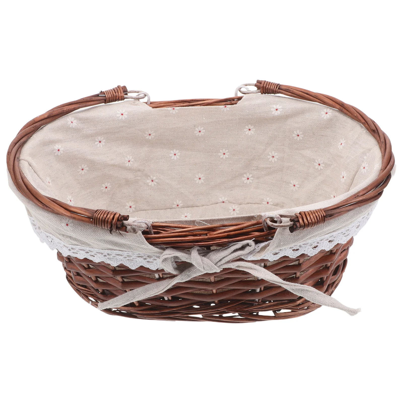 

Oval Wicker Picnic Basket Rattan Handwoven Portable Fruit Snacks Storage for Outdoor Gatherings Vintage Picnic Baskets