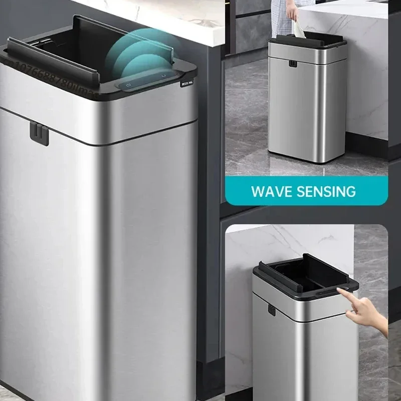 Smart Trash Can Kitchen 20L 30L 60L Large Stainless Steel Garbage Bin Home Automatic Sensor Waste Bins Garbage Can Wastebasket