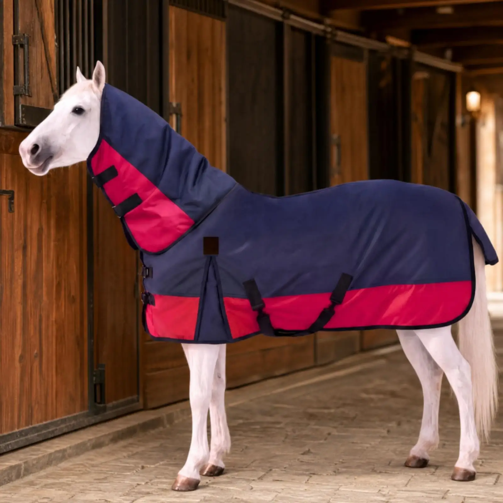 Outdoor Turnout Horse Blanket 420g Fill Waterproof Windbreaker Rug for Cold Stable Equestrian Winter Gear