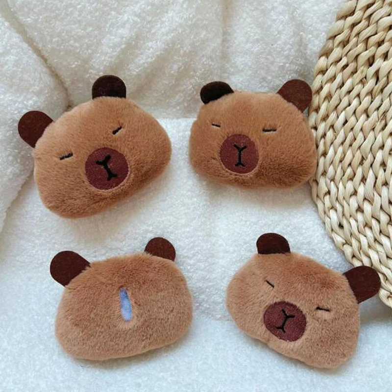 6pcs/lot 10.5*8cm Cartoon Plush Capybara DIY Cotton-filled Creative Accessories Children Hair Clothing Bags Decorative Material