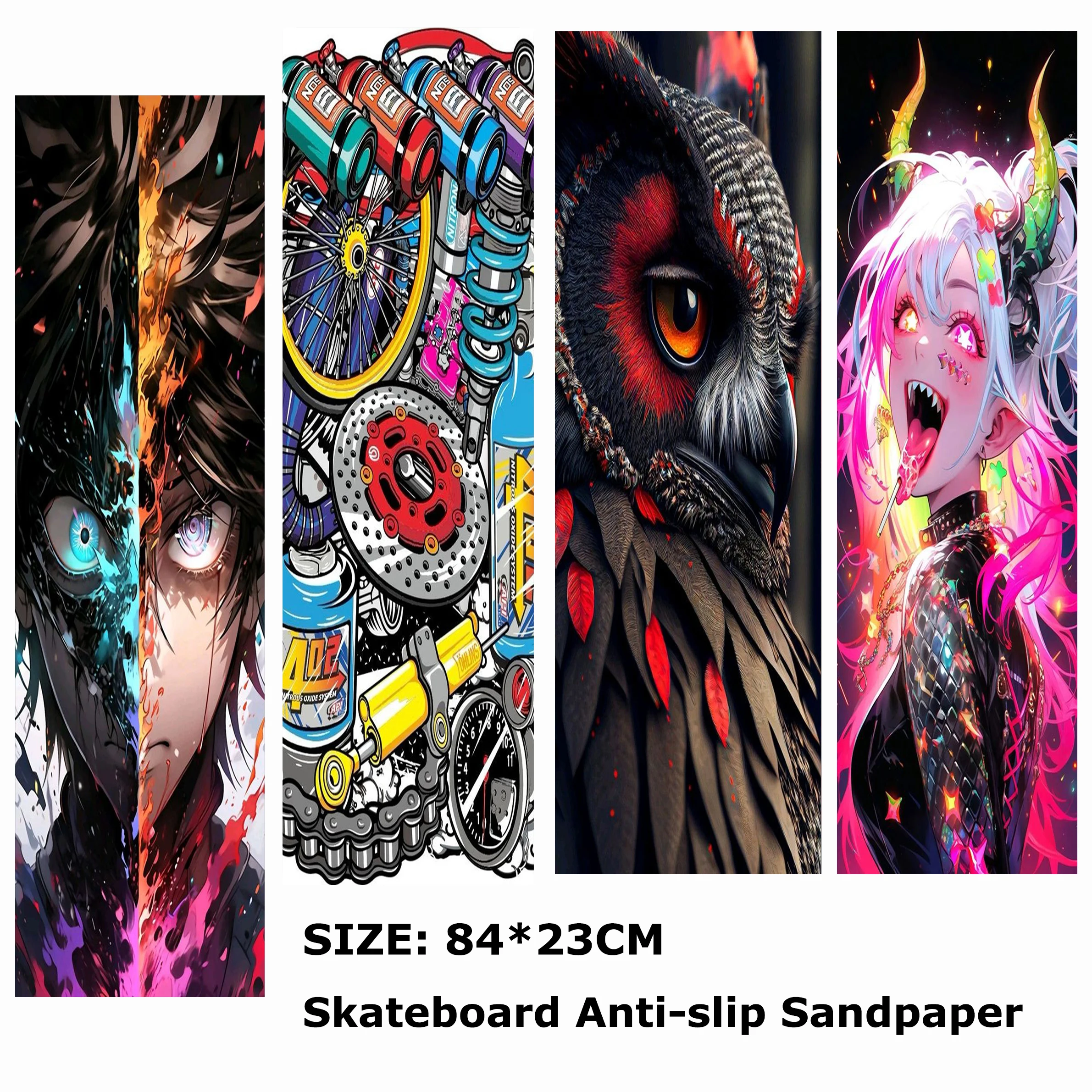 Skull comic skull pattern electric scooter anti-slip sticker sandpaper skateboard anti-slip tape sheet 84*23cm