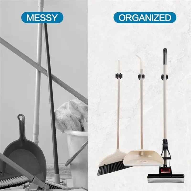 AA94-12PCS Broom And Mop Holder, Heavy Duty Garden Tool Organizer Rack Rake And Shovel Handle, Stainless Steel Mop Hanger - view 5