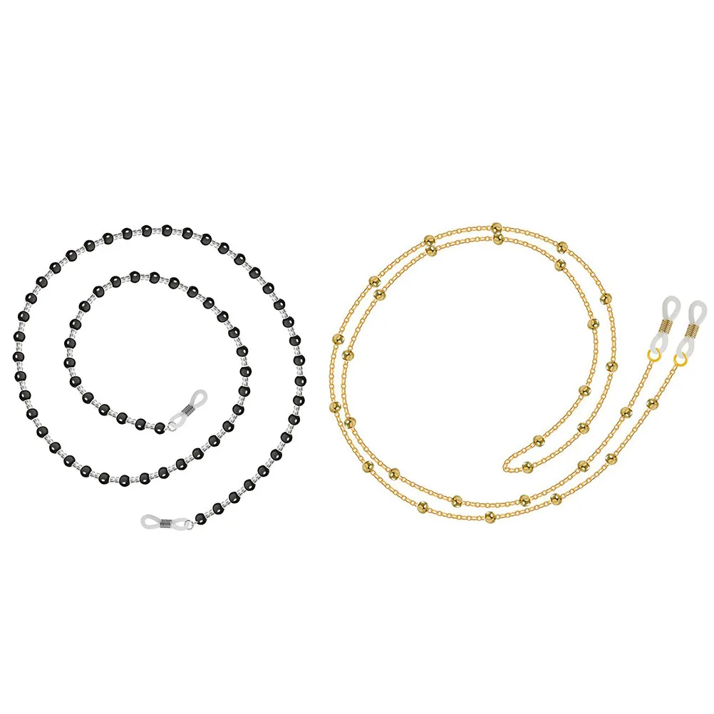 2Pcs Eyeglasses Hanging Chain Premium Bead Decor Fashionable Glasses Accessory Anti-Slip Lanyard for Fixing Decorating Eyewear