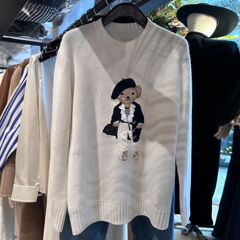 

Retro Faionable Girl's Fun Embroidered Camere Sweater Women's Base Layer Clothing French Sle Regular Fit Online Exclusive