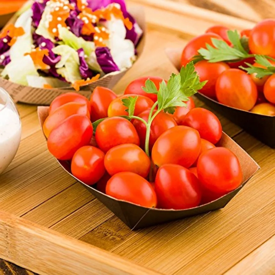 Bio Tek 4 Paper Boats Disposable #5 Food Trays - PE Lining Durable Paper Food Baskets For Concession Stands Picnics or Fairs St
