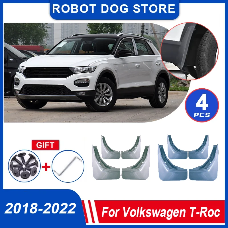4PCS Paint Mudguards For Volkswagen T-Roc 2020 Accessories 2018-2022 Front Mud Flaps Splash Guards Fender Flares Car Accessories