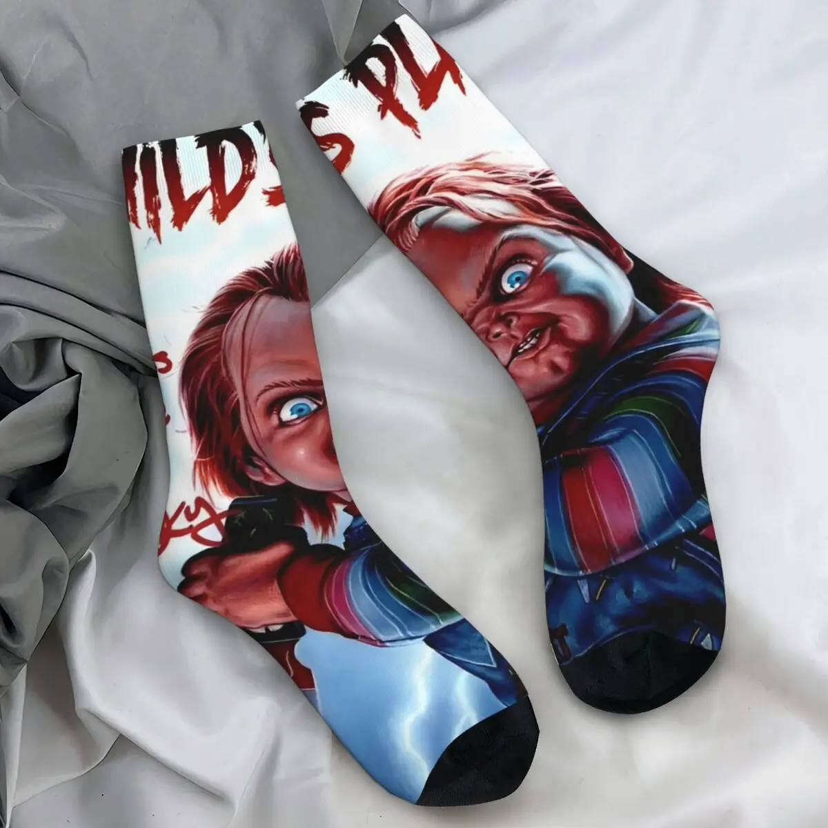 Chucky Stockings vicious serial killer Design Funny Socks Winter Anti Slip Socks Unisex Men Skateboard Warm Soft Socks