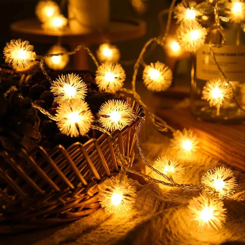 Dandelion LED Fairy String Lights Battery Operated Lighting for Garden Terrace Party Christmas Home Indoor Decoration Supplies
