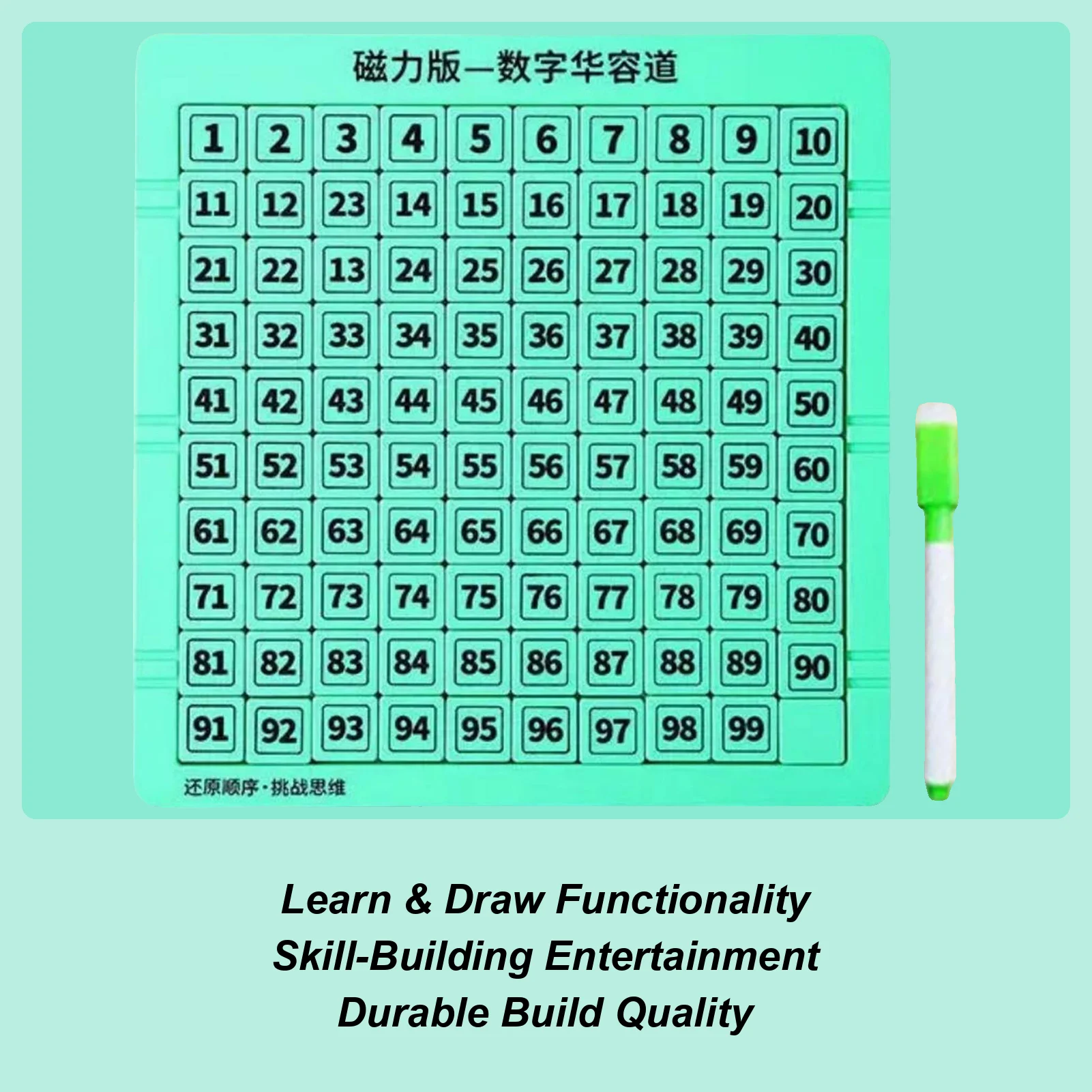 スライド式パズル 1-99 数字 磁気数学おもちゃ ドゥードルボード ペン付き 男の子 女の子 ティーン向け イースター 旅行 クリスマス 学習 ホリデー