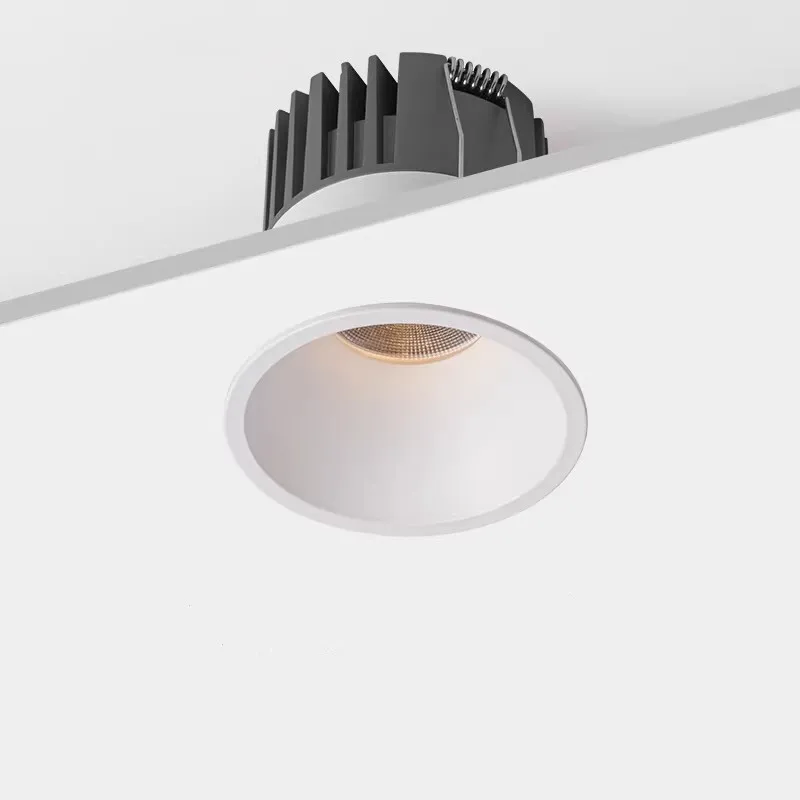 

Светодиодный потолочный светильник с регулируемой яркостью, встраиваемый потолочный светильник, алюминиевый антибликовый прожектор COB 7W9W12W15W18W AC220V 110V Магазин для домашнего офиса