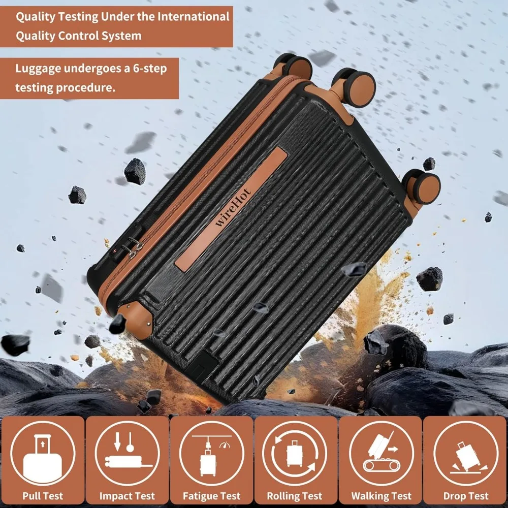 Vintage Style 20 Inch ABS+PC Hardshell Carry-On Luggage Set with Backpack for Men, Airline Approved Small Suitcase Travel Gear