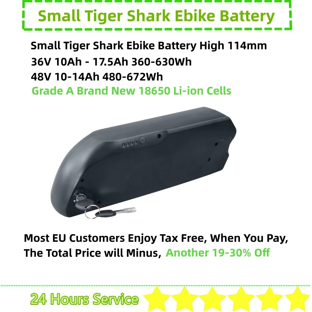 Reention Tiger Shark Ebike Battery 36V 10Ah 13Ah 15Ah 17Ah 17.5Ah 48V 10Ah 12Ah 13Ah 14Ah Li-ion E-bike Battery with Charger