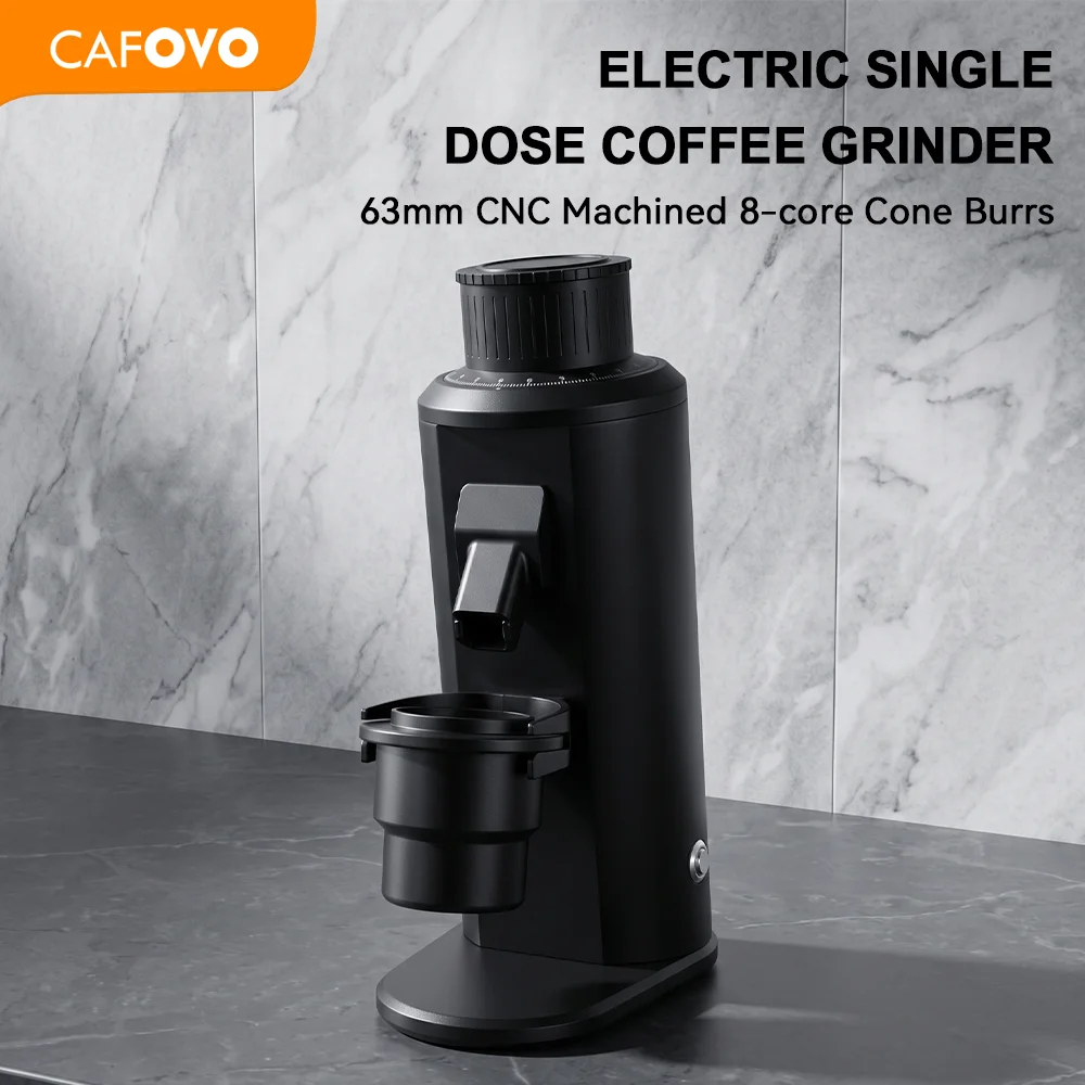 CAFOVO G163C Elektrische Kaffeemühle 63mm 8-Kern-Mahlwerk Plasma Antistatisch Feste Geschwindigkeit 160RPM Türkische Französische Presse Heim-Barista