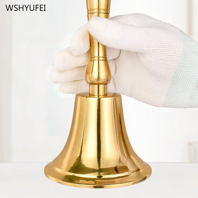 1pc Hand shaking copper bell Meeting reminder bell Restaurant Serving School activity bell Temple supplies Christmas decorations