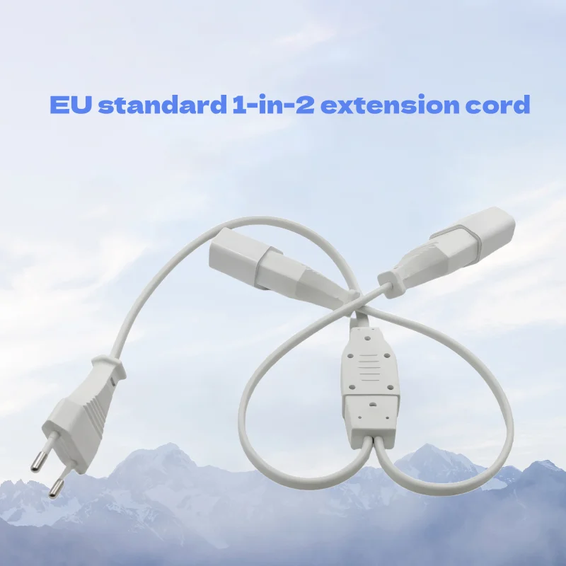 

EU Standard Straight Extension Cord, 1-to-2 Power Extension Cord, 2.5A/250V, Suitable for TVs and Lights, Black and White.