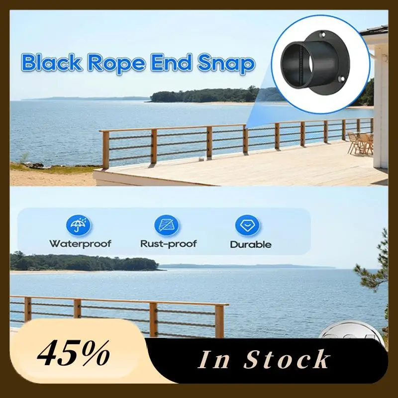 

A60Z Top Stair Deck Railing Kit Rope End Snap 4Pack Black With Screw Securing Rail Support Cap For Hemps Fencing