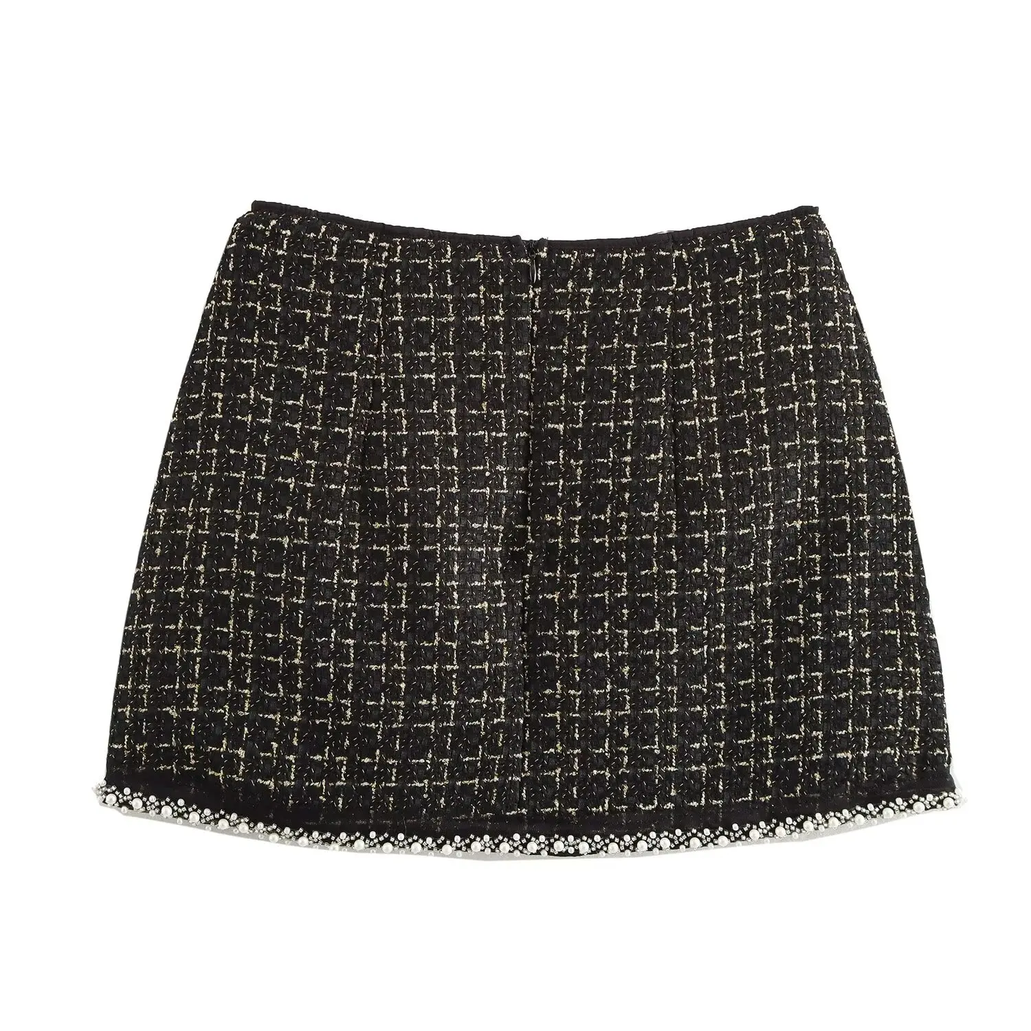 

JNLEAOG Autumn New Faionable Coarse Weave Sequin f Skirt Women's Low Waist A-Line Slim Fit Busin Polyester Skirt