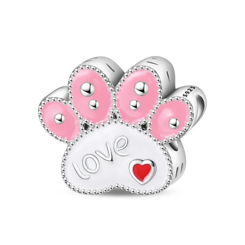 

925 Sterling Silver Soft And Cute Cat Claws Charms Beads For Women Fit Original Bracelet DIY Birthday Party Jewelry Gifts