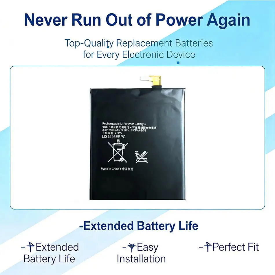 

Безопасная аккумуляторная батарея для мобильных телефонов Sony Xperia C3 S55T S55U D2502 D2533 T3 M50W D5103, 2500 мАч, LIS1546ERPC, высокая совместимость