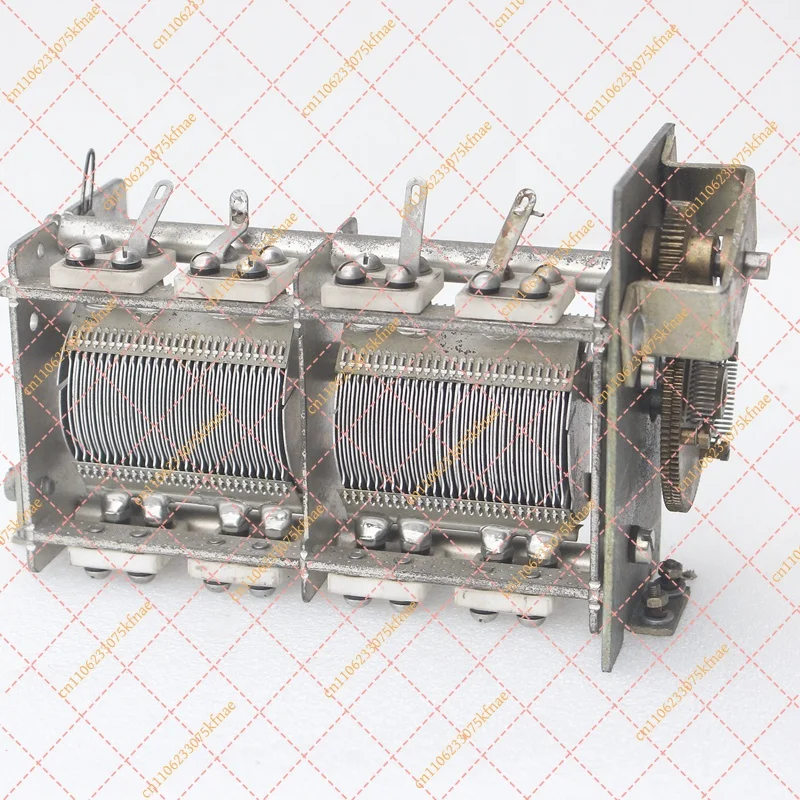 Salvaged High-Q Dual Adjustable Capacitor 2x28-1110pF | Gear Reduction Radio Tuner for DIY Projects