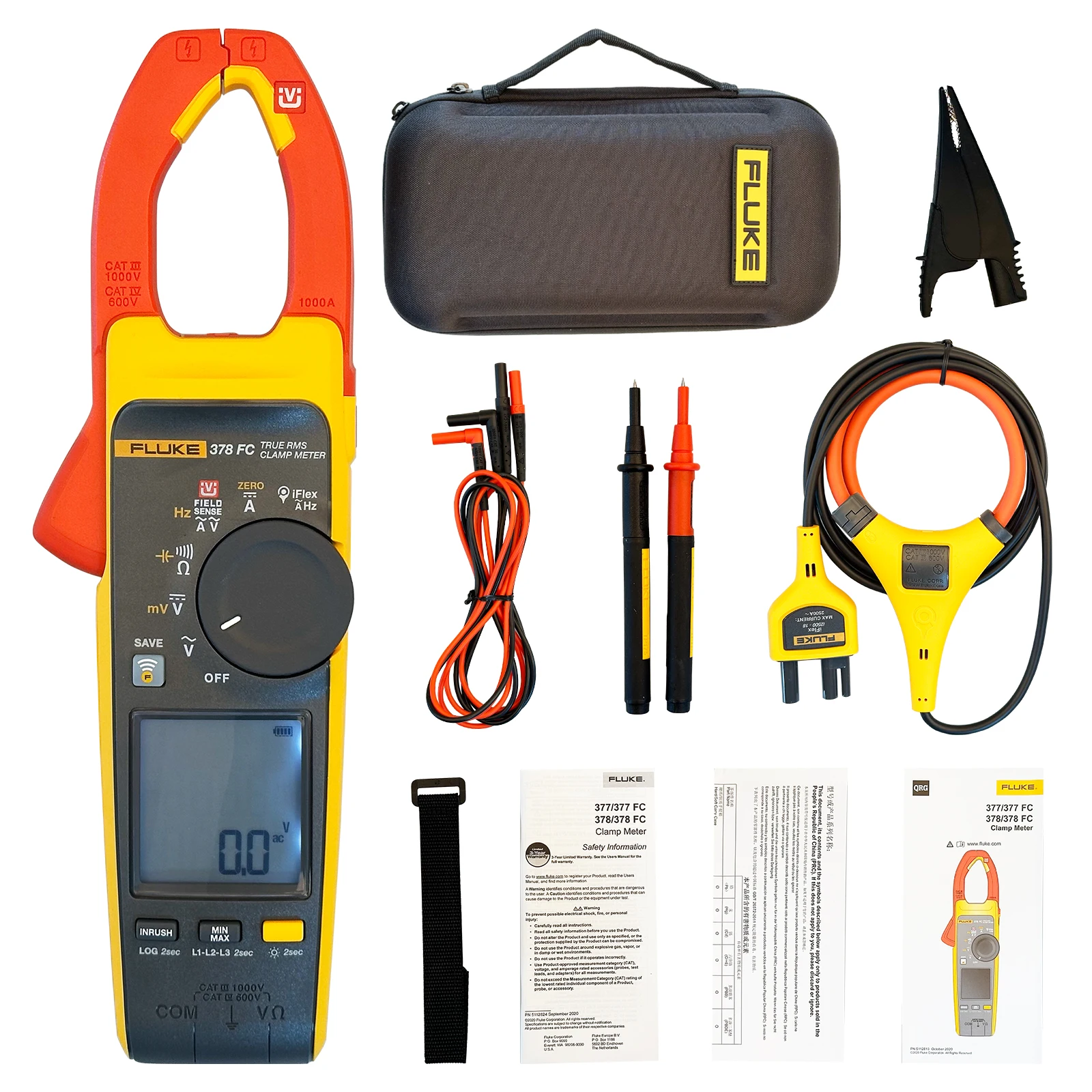 Fluke 378 FC Digital Clamp Meter Non-Contact Voltage True-rms AC/DC Clamp Meter with iFlex