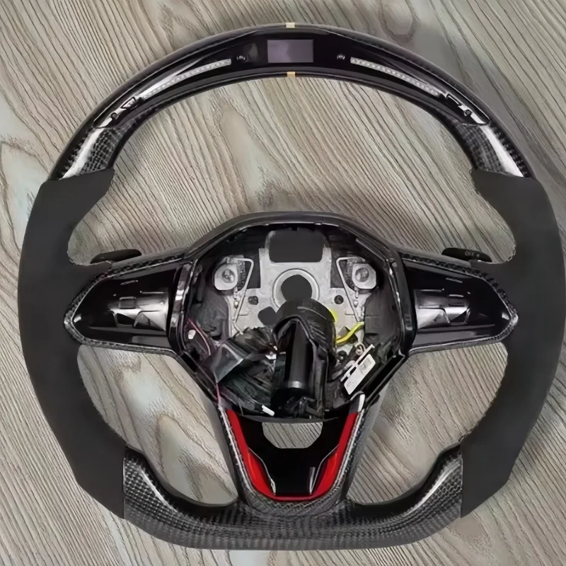 LED Customized Carbon Fiber Leather Car Steering Wheel For Volkswagen Golf 8 GTI R MK8 Jetta GLI ID4 Steering Wheel