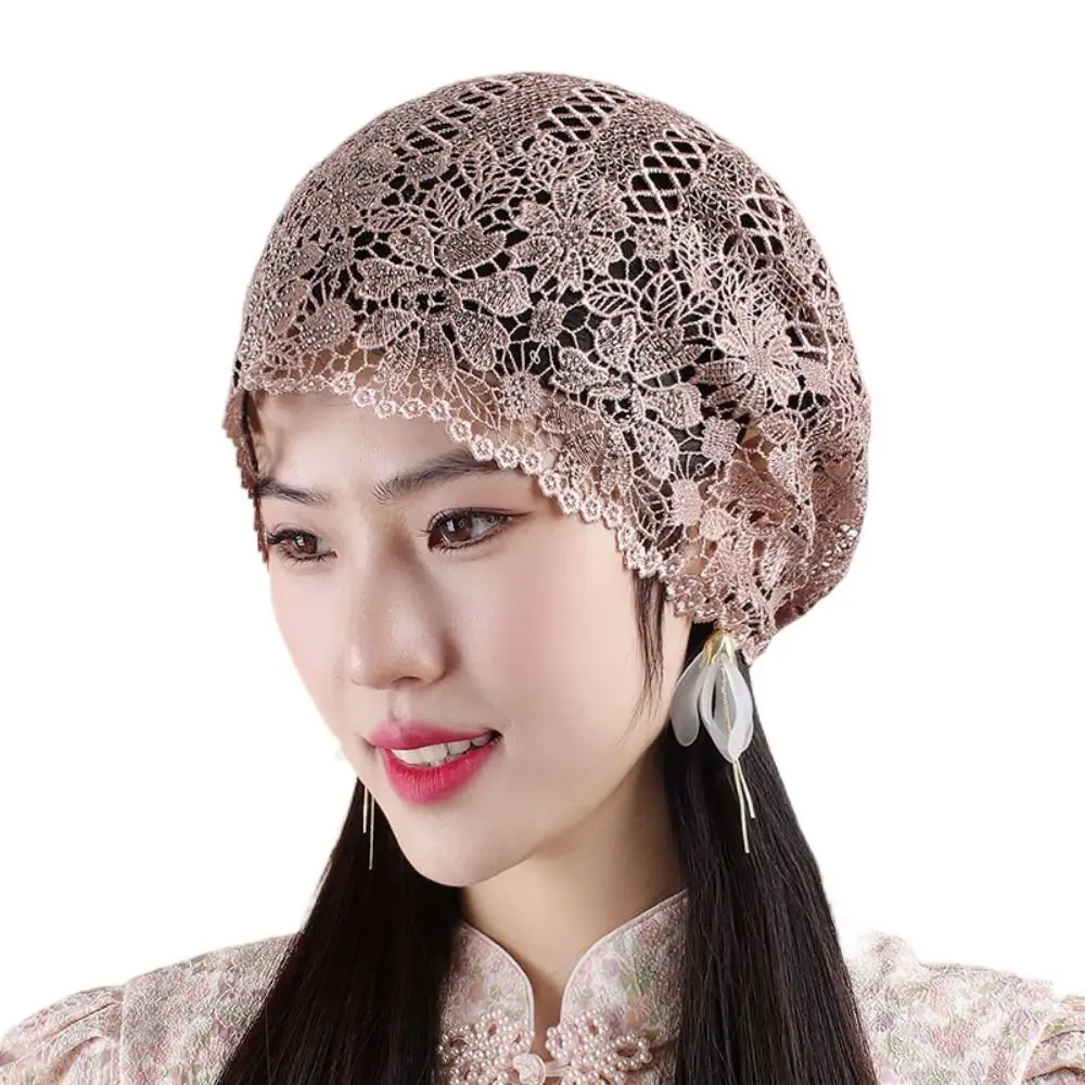 Flowers Lace Hat Breathable Hollowed Out Casual Beret Cap Summer Fashion Sun Visor Women