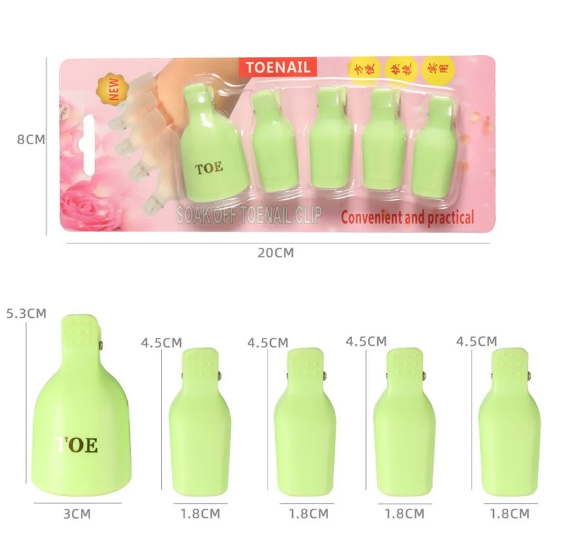 YYM 5er-Set Entfernungsclips für Fußnägel – Soak-Off-Clip für Gel-Nagellackentferner, Fußnagelpflege-Werkzeug – Detail 3