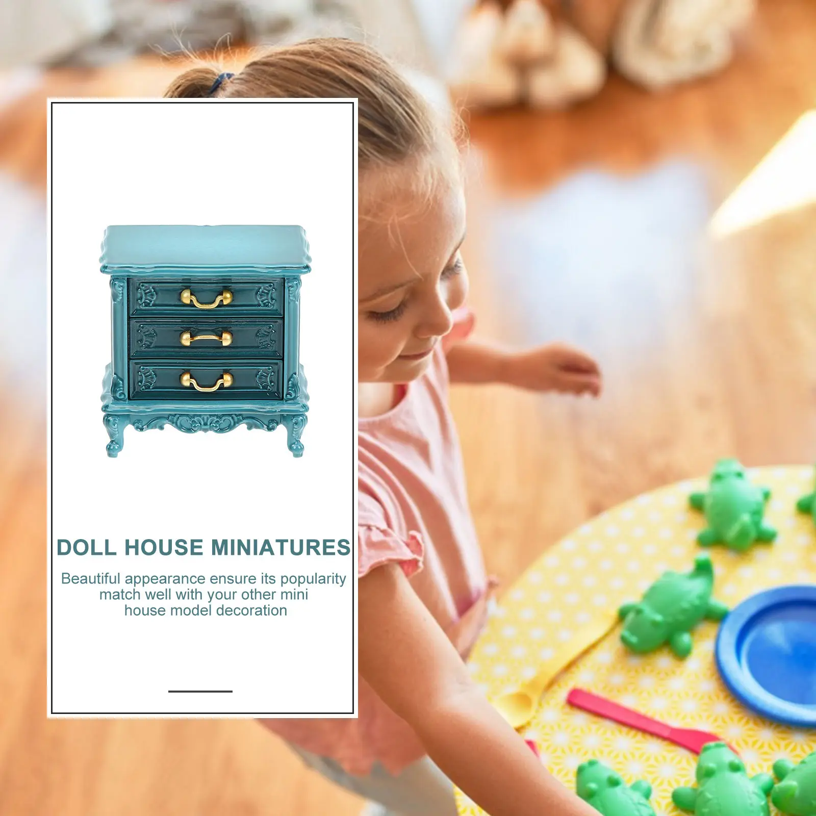 

Miniature Night Stand Bedside Table Mini House Furniture Plastic Tiny House Accessories Realistic Miniature Nightstand for Home