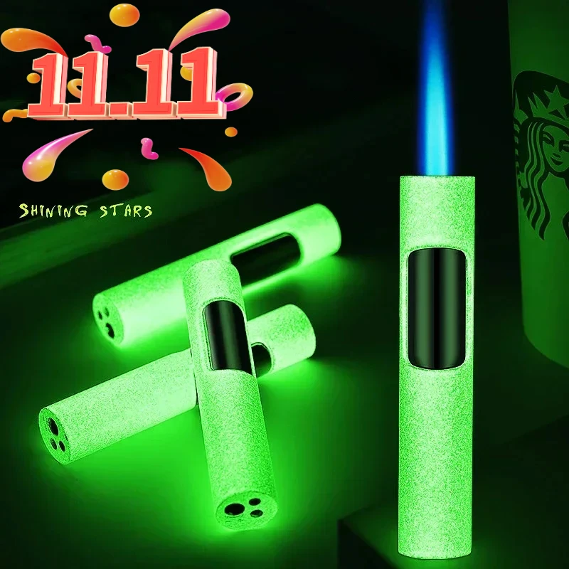 New Torch Luminous Lighter Jet Cigarette Cigar Accessories Pen Airbrush Butane Refill Metal Windproof LighterGadget gift for men