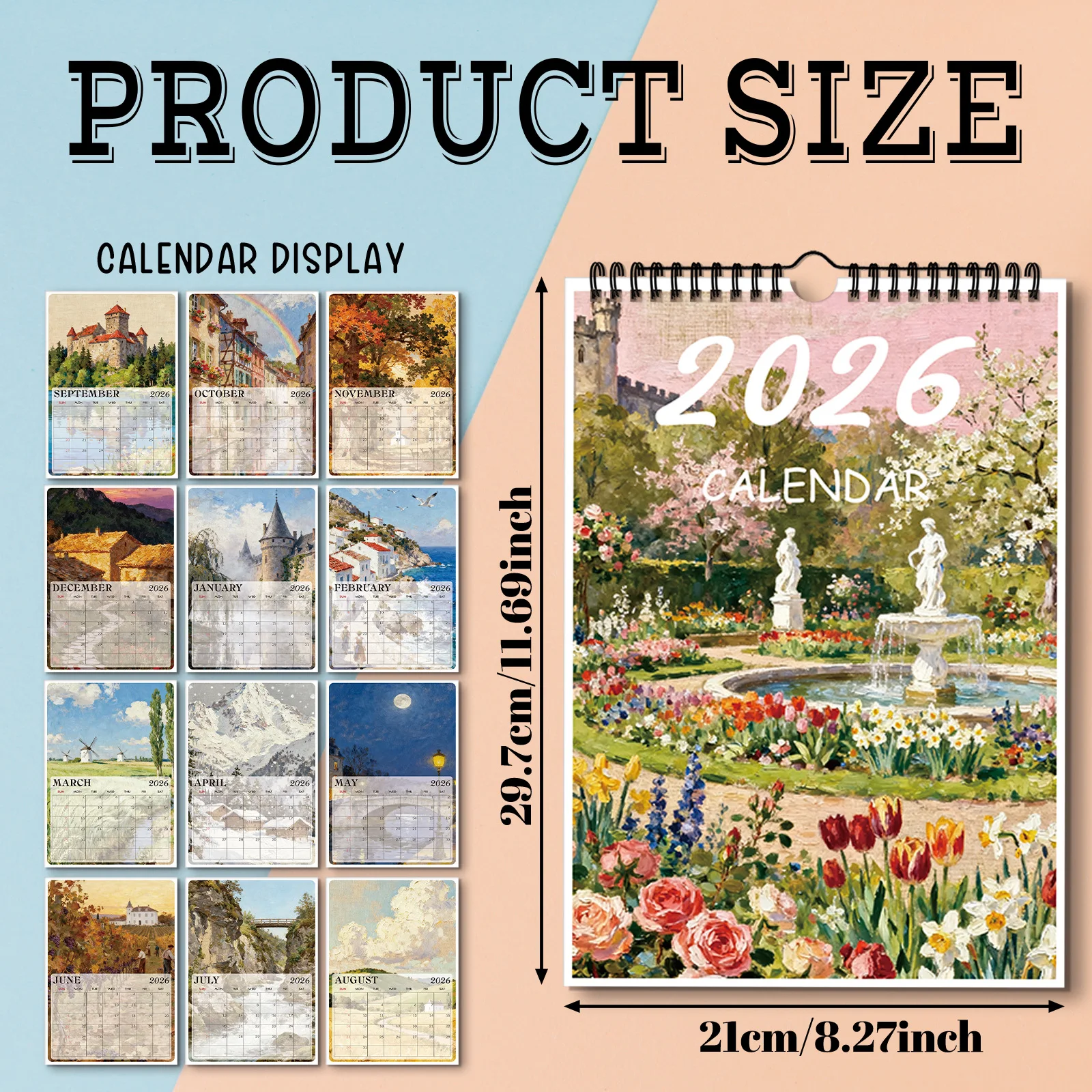 1 قطعة 2026 تقويم حائط لمناظر الحديقة، مثالي لديكور المنزل وتنظيم سنوي، تقويم حائط مضحك #3