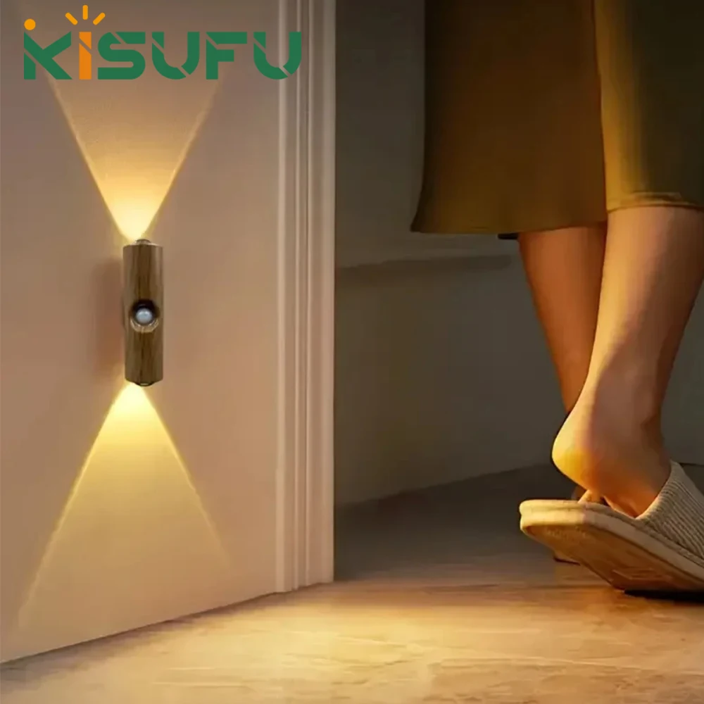 

USB Rechargeable LED Night Light RGB CCT Magnetic Double-head Sunset Lamp with Motion Sensor Stair Cabinet Hallway Room Decor