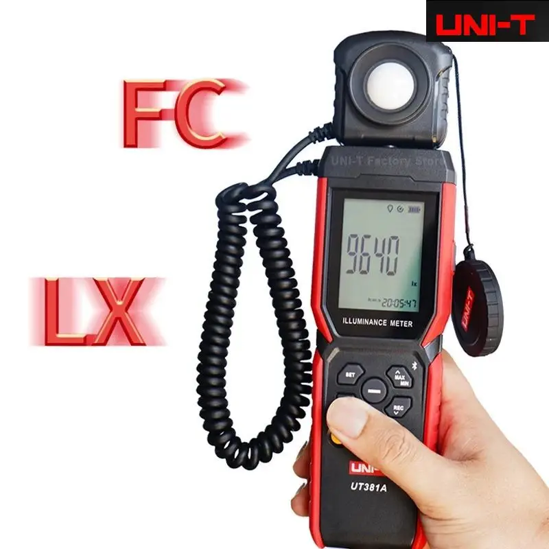 UNI-T UT381A Illuminance Meter 400000 lx Split Rotatable Design Digital Lux Meter Light Photometer With Bluetooth APP