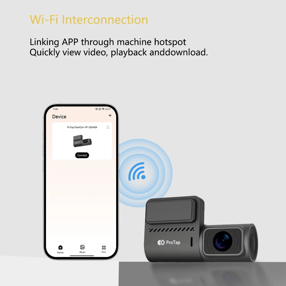 ProTap Dash Cam 2K grabación cámara de coche grabadora de vídeo 1440P rotación de 360 grados Wi-Fi incorporado monitoreo de estacionamiento 24H