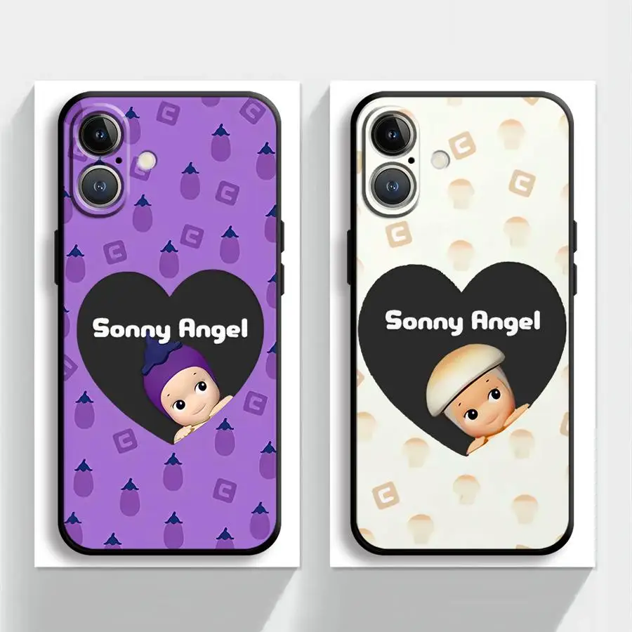 Sonny Angel Eggplant Cover Phone Case for iPhone 16 14 13 15 Pro Max 11 Pro 12 Mini SE X XS Max XR 7 8 TPU Soft Shell