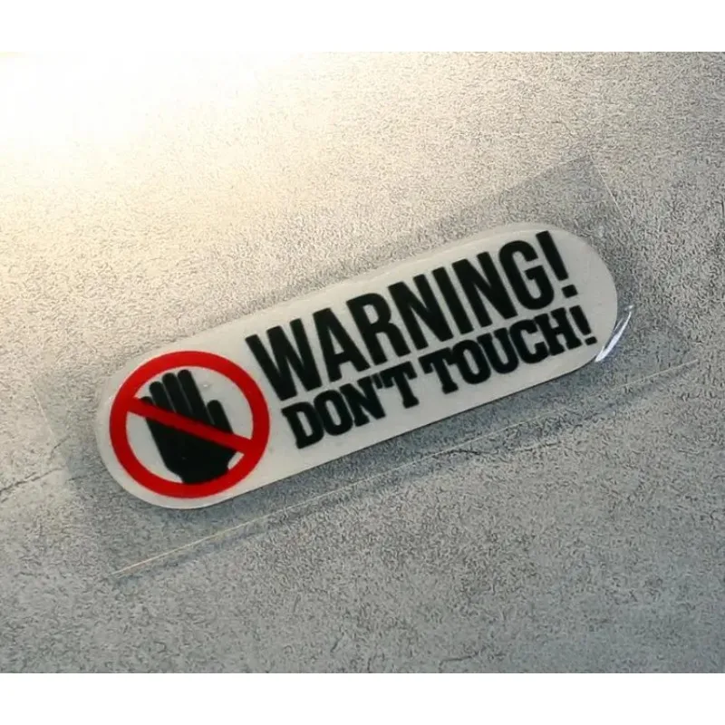 8cm * 3cm Warning  Don't Touch Alarm Sticker Reflective Vinyl  Protection Car Decal Bike Helment