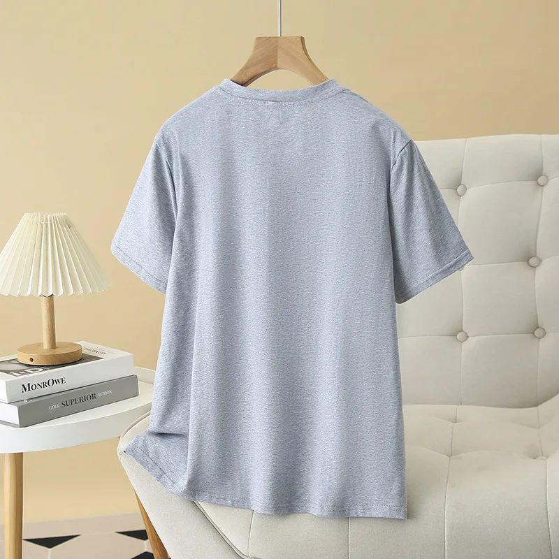 Nuevo 2025 señoras Primavera Verano camiseta de talla grande para mujer talla grande manga corta cuello redondo estampado Tops 3XL 4XL 5XL 6XL