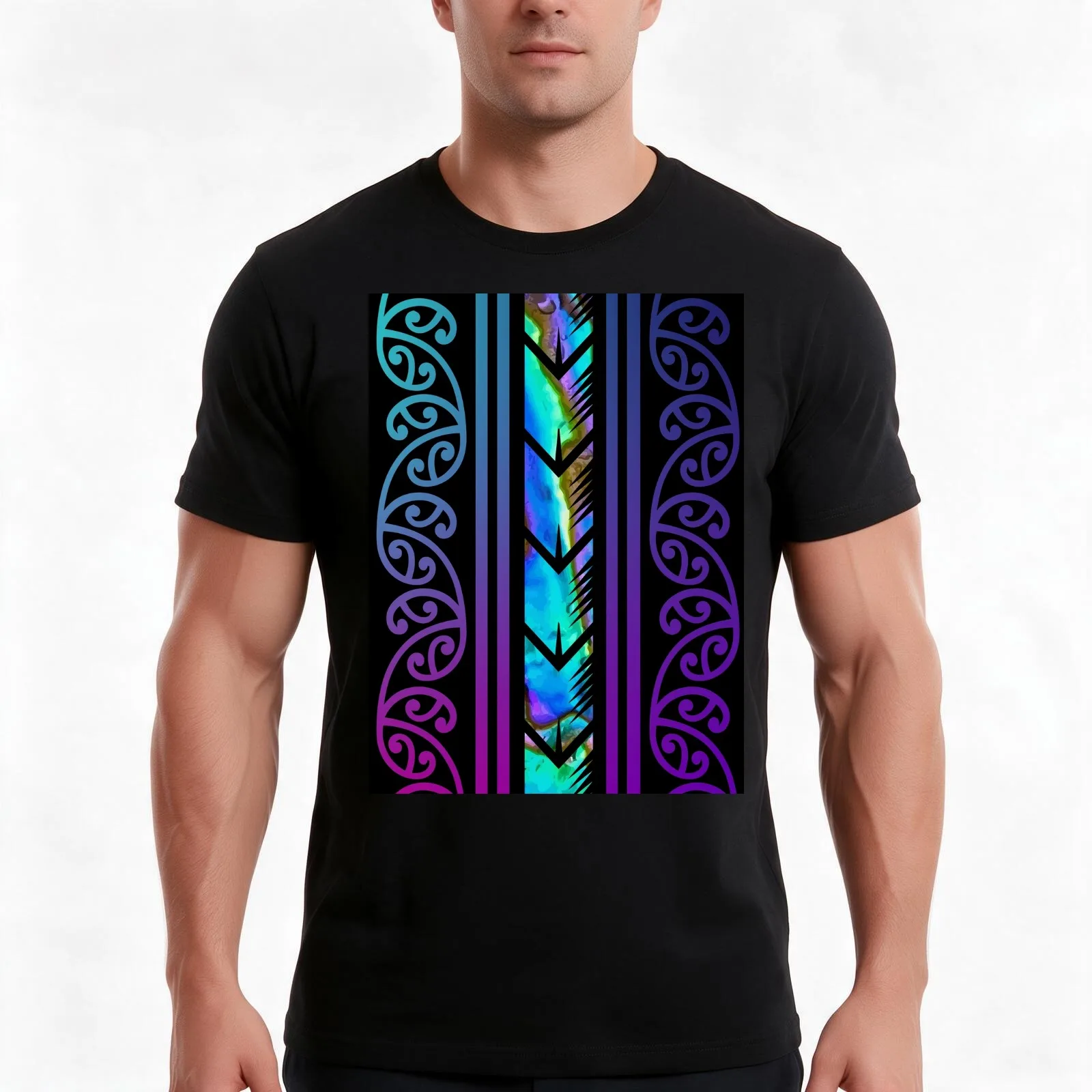 Purple Māori Design with Inlayed Paua Shell // New Zealand T-Shirt Summer Casual Cotton Tee Oversized Streetwear Tops
