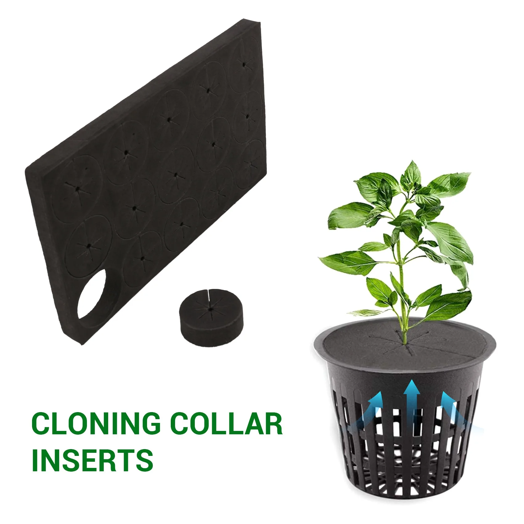 60Pcs Garden Clone Collars Neoprene Inserts Sponge Block for 2 inch Net Pots Hydroponics and Cloning Machines