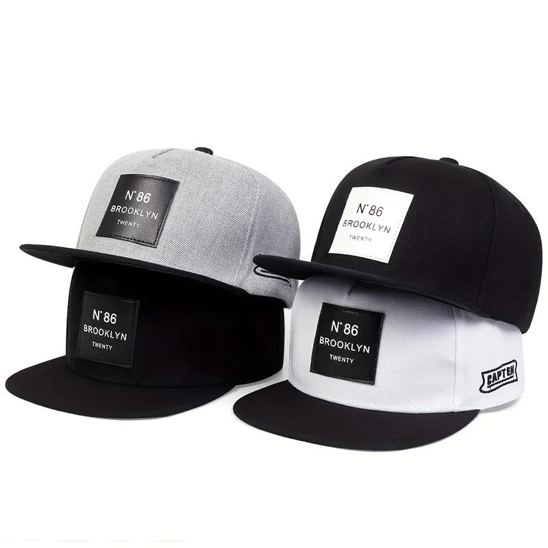 Unisex N86 Leather Label Black Embroidery Hip-hop Hats Sprin